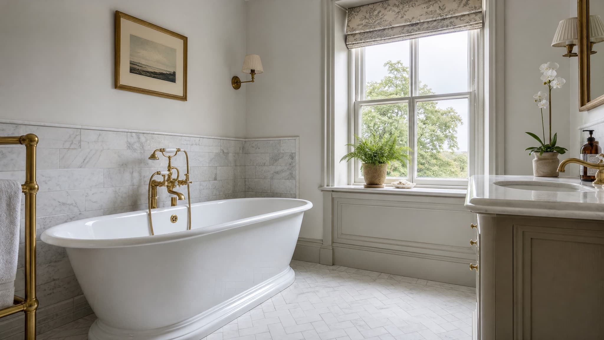 Marble-tiled bathroom